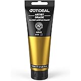 GOTIDEAL Acrylic Paint Metallic Gold 24K Tubes(120ml, 4.1 oz) Non Toxic Non Fading,Rich Pigments for Painters, Adults & Kids,