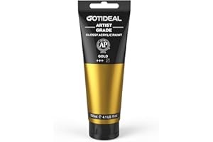 GOTIDEAL Acrylic Paint Metallic Gold 24K Tubes(120ml, 4.1 oz) Non Toxic Non Fading,Rich Pigments for Painters, Adults & Kids, Ideal for Canvas Wood Clay Fabric Ceramic Craft Supplies (Gold)