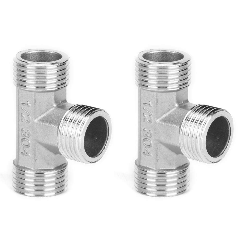 Duokon 3-Way Male Pipe Interconnector G1/2in Male Thread Stainless Steel TShaped Tee Connector Pipe Connection Fittings Accessories