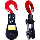 Bigorenda 2 Ton Snatch Block with Hook, 3" Sheave for 3/8" Wire Rope, 4400lbs Snatch Block Pulley for Car Hauler Rollback Wrecker, Tow Truck Winch Accessories (2PCS)