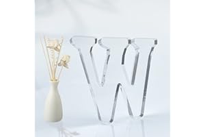 WOODOUNAI 4 Inch Designable Acrylic Letters Unfinished Acrylic Letters for Wall Decor Decorative Standing Letter Slices Sign Board Decoration for Craft Home Party Projects (W)