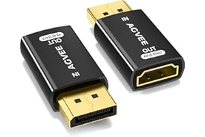 AGVEE 2 Pack Display Port to HDMI 4K@30HZ Adapter, Alloy Shell DP Displayport PC to HDMI Display Coulper Converter, Backward Compatibile with 2K@60HZ 1080P@120HZ Full HDTV, Uni-Directional, Black