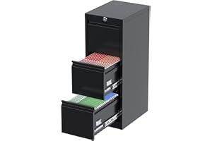 GangMei Vertical File Cabinet 3 Drawers, Office Filing Cabinet with Lock, Metal File Storage Cabinet for Home Office, Assembly Required…