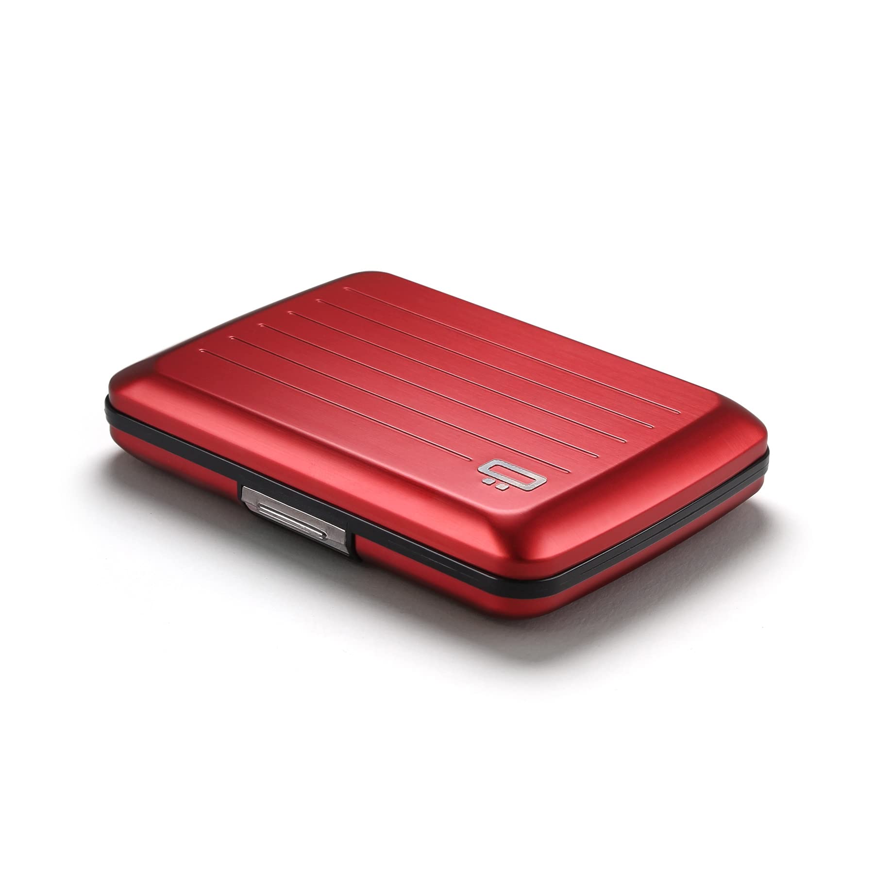 ÖGON -DESIGNS- Aluminium Card Holder with Metal Lock, RFID Protection Against Fraud and demagnetization, Compact Wallet, Smart Case Oslo Model (Aluminium Red)