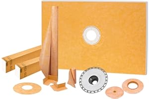 Schluter Kerdi Shower Kit with Shower Tray, Curb, Waterproofing Membrane, Strips & Seals - PVC Plastic, 48" x 72" Tray Size, Center Outlet Position - KSK12201830PVC