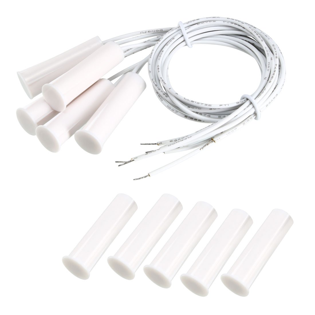 sourcingmap N.O. Recessed Wired Security Window Door Contact Sensor Alarm Magnetic Reed Switch White RC-35 5pcs