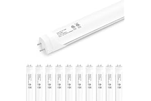 Madewell Living 10-Pack T8 LED Tube Lights 4ft, 48 Inch Fluorescent Replacement Bulbs 2000 Lumens, 6500K Daylight White Light, Hybrid Type A+B Single/Double Ended, Clear Lens, ETL Certified