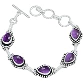 KIRTI GEMS Gemstone Silver Bracelet for Women Pear Shape, Natural Gemstones Silver Plated Jewelry