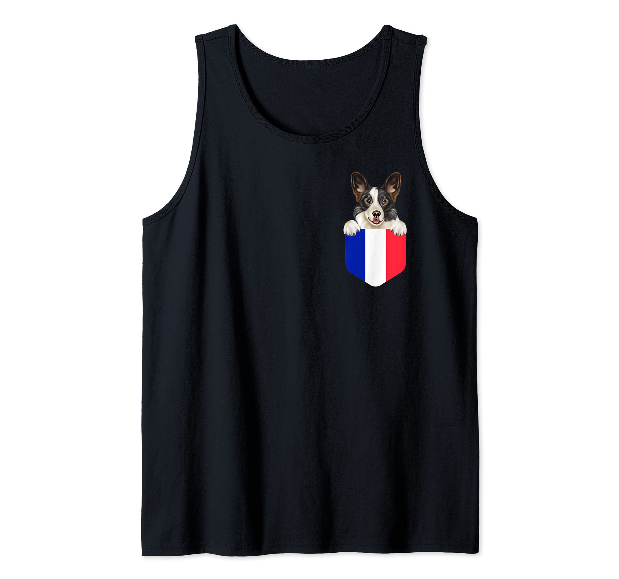France Flag Cardigan Welsh Corgi Dog In Pocket Tank Top