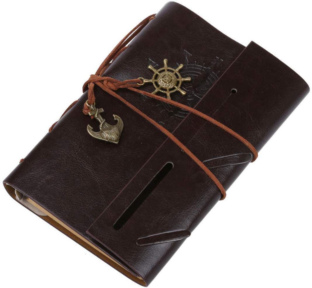 AKORD Vintage Retro Leather Cover Journal Jotter Diary Notebook (Coffee) — image 1