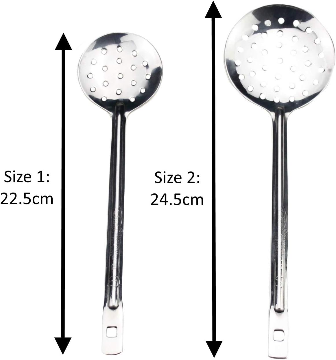 Stainless Steel Slotted Spoon Perforated Skimmer Serving Spoon - Skimmer, Strainer (Size 2: 24.5cm), Silver - Image 3