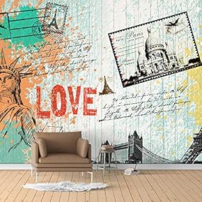 Wall Murals for Bedroom Vintage Bar Theme Removable Wallpaper Peel and Stick Wall Stickers - 66x96 inches