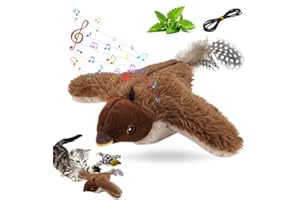 GENERIC 2026 New Flappy Chase Cat Toy, Interactive Chirping Bird Cat Toy with Remote Control, Chirping Bird Cat Toy Flapping Wings, Flying Interactive Simulation Electric Cat Toy (Brown)