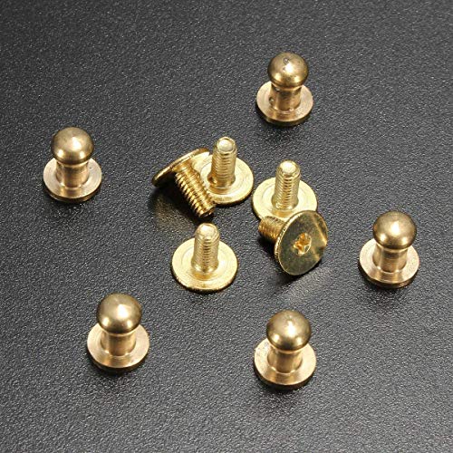 SummerHome Solid Brass Round Head Stud Screw Nail Rivet Button Screw Back Spots for Leather DIY,5mm,Pack of 25