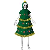 Hollowfly Christmas Tree 12 ft Skeleton Costumes Accessories Set | Felt Christmas Tree Outfit, with Metallic Garlands, for Garden Lawn Outdoor Decor, for 12 ft Skeleton Xmas Dress up