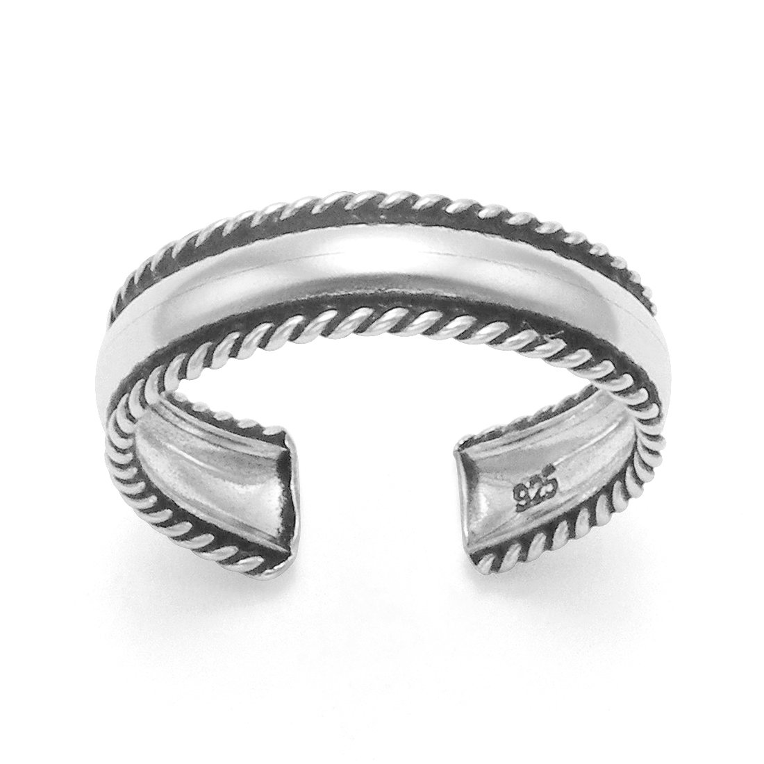 Heather Needham Sterling Silver Toe ring with rope edge - Adjustable size - Gift Boxed. 0986