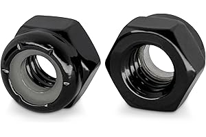 INSTOCKBOLTS 6-32 Black Nylon Insert Lock Nuts, Stainless Steel 304 (18-8) Black Coating Lock Nuts with Nylon Insert, 100pcs