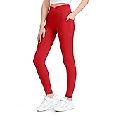 KEREDA Girls Athletic Leggings High Waist for Kids Teen Girls Yoga Dance Running Gym Pants with Pockets Ages 7-14 Years