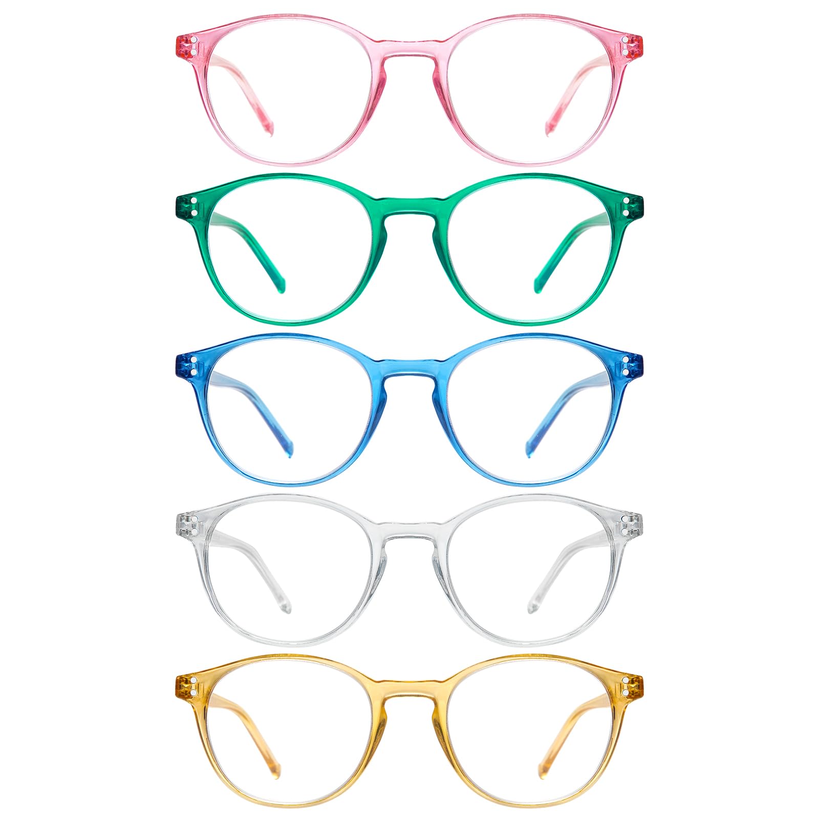 ZONLON 5 Pack Retro Reading Glasses Men Women Blue Light Blocking Lightweight Computer Readers with Spring Hinges (5 multicolor C2 1.00 +) — image 1