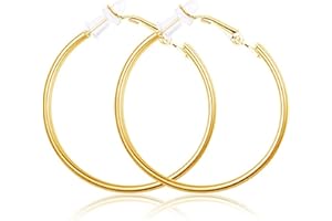 CSIYANJRY99 Gold Clip On Hoop Earrings Non Piercing Nightclub DJ Big Hoop Earrings for Women