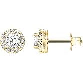 PAVOI 14K Gold Plated 925 Sterling Silver Post Brilliant Round Faux Diamond Halo Earrings - Premium Cubic Zirconia in Rose, White, and Yellow Gold