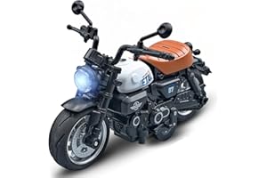 Gilumza Pull Back Motorcycle Toys, Tiny Gift with Music Lighting, Classic Motorcycles Toy for Boys Kids Age 3 4 5 6 7 8 Year Old (White)
