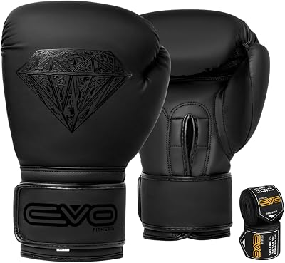 EVO Fitness Maya Hide Leather Pro GEL Boxing Gloves 16 OZ with Free Hand Wraps