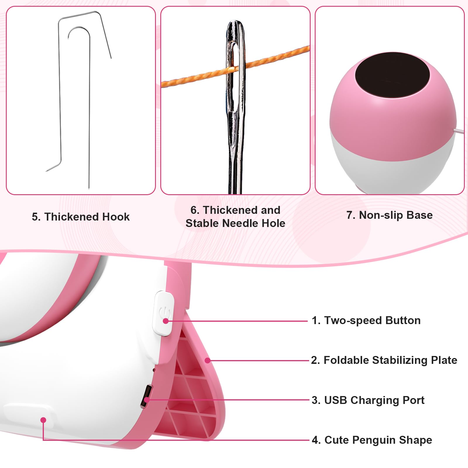 Pskfvre Cordless Electric Bead Spinner for Jewelry Making,2-in-1 Clay & Seed Bead Spinner,Bracelet & Necklace Maker Machine with Bead Needles and Thread,USB Charging,Pink (Beads Included)