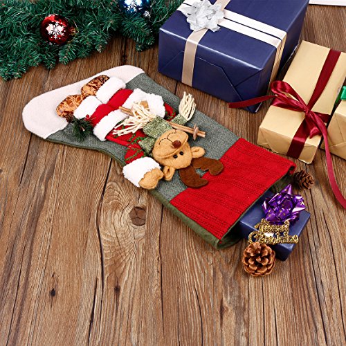 Classic Festive Decor Christmas Stockings 3D Cute Cartoon Reindeer Stocking (18")