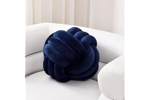 Sioloc Soft Knot Ball Pillows,Round Throw Pillow Cushion Home Decoration Plush Pillow,Throw Knotted Pillow Handmade Round Plush Pillow（7.8inches,Navy）