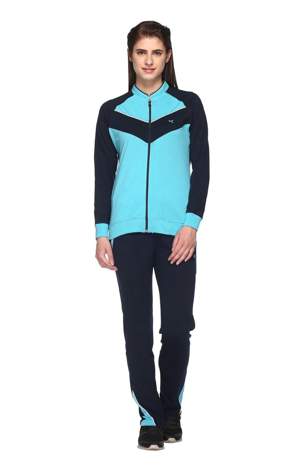 ex10sive women's front zipper cotton blended active wear set