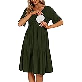 Smallshow Women's Maternity Nursing Dress Ruffle Short Sleeve Breastfeeding Clothes