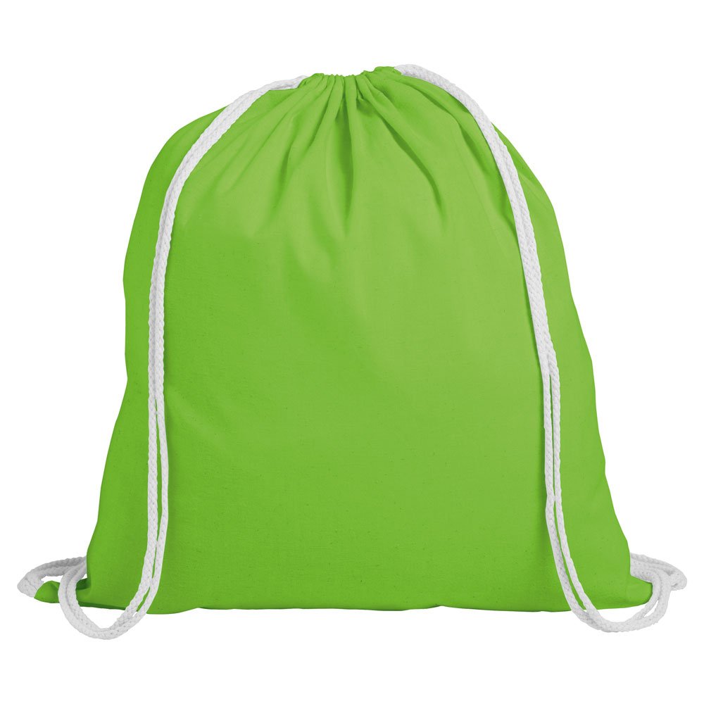 eBuyGB Pack of 10 Children's Cotton Drawstring Rucksack - Gym, Swim, Sports, PE, Book Bag, Lime Green
