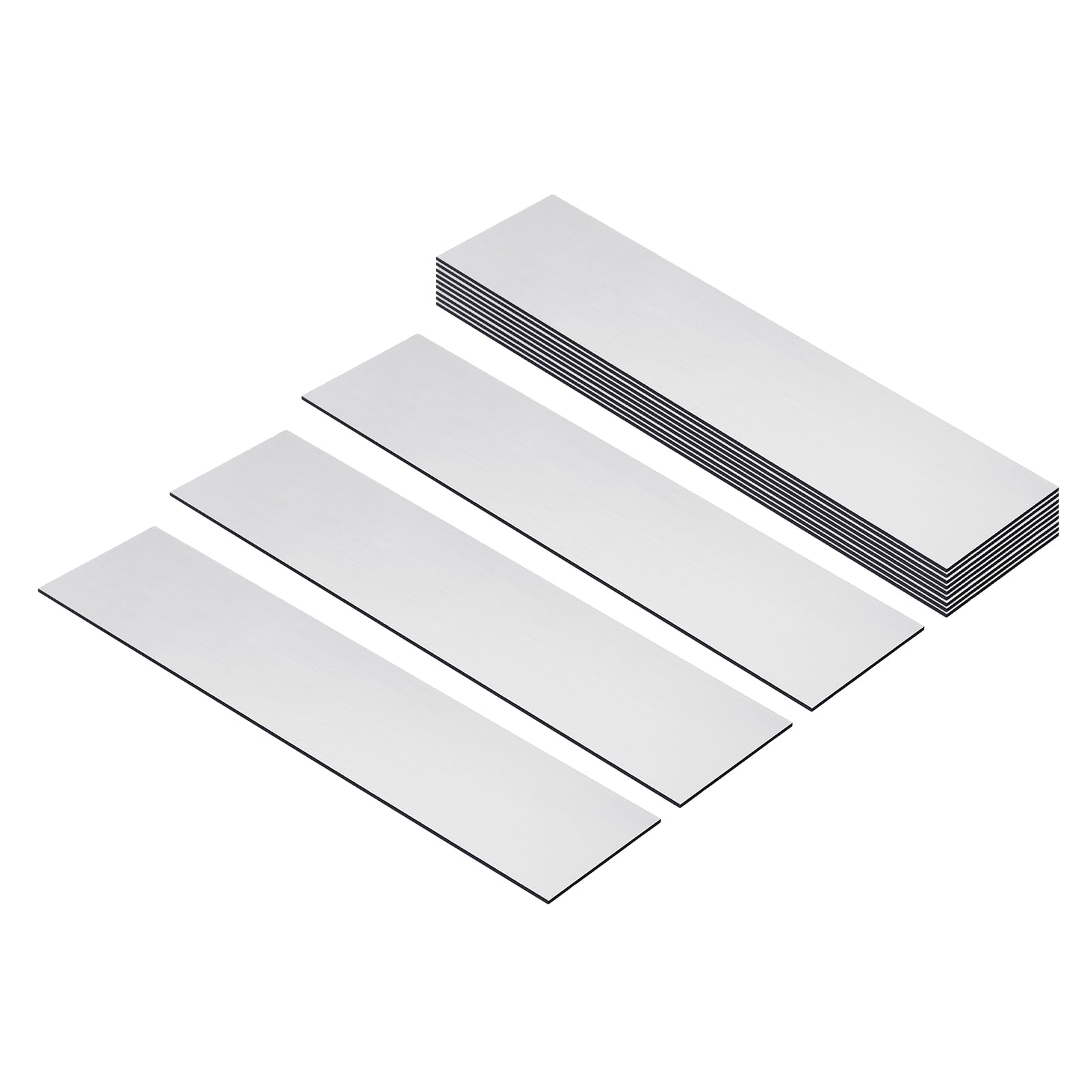 PATIKIL 8"x2" Blank Name Plates, 12 Pack Custom Engraved Name Plate Rectangle Laser Engraving Blanks for Personalized Nameplates Office Desk DIY Painting Supplies, Silver, Black