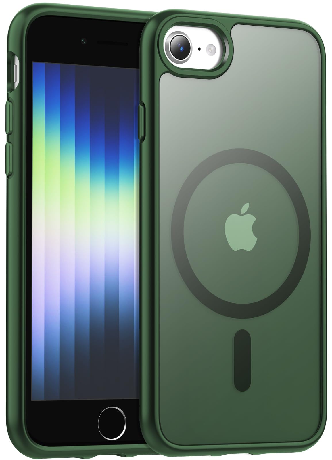 jaroco for iPhone SE Case [Military-Grade Drop Protection] [Anti-Fingerprint] [Anti-Scratch] Slim Silky-Soft Touch Translucent Matte Case, Dark Grenn
