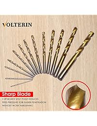 Juego de brocas de volterín, 99 brocas HSS con revestimiento de titanio, 0.059 in 0.394 in, juego de brocas de alta velocidad para metal, plástico, cobre y madera caja de almacenamiento de metal