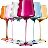 LUXULISH Colored Wine Glasses Set of 6, 18Oz Hand Blown Long Stem Premium Crystal White Red Wine Glass, Great Gift Set for Wife & Mom, Wedding, Anniversary, Christmas, Birthday