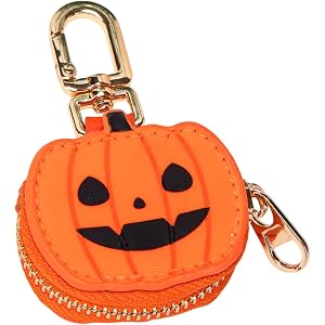 Halloween Pumpkin Spider Web Mini Coin Purse Keychain Cute Leather Bag Charms Wallet Pouch Holiday Gift for Women Girls