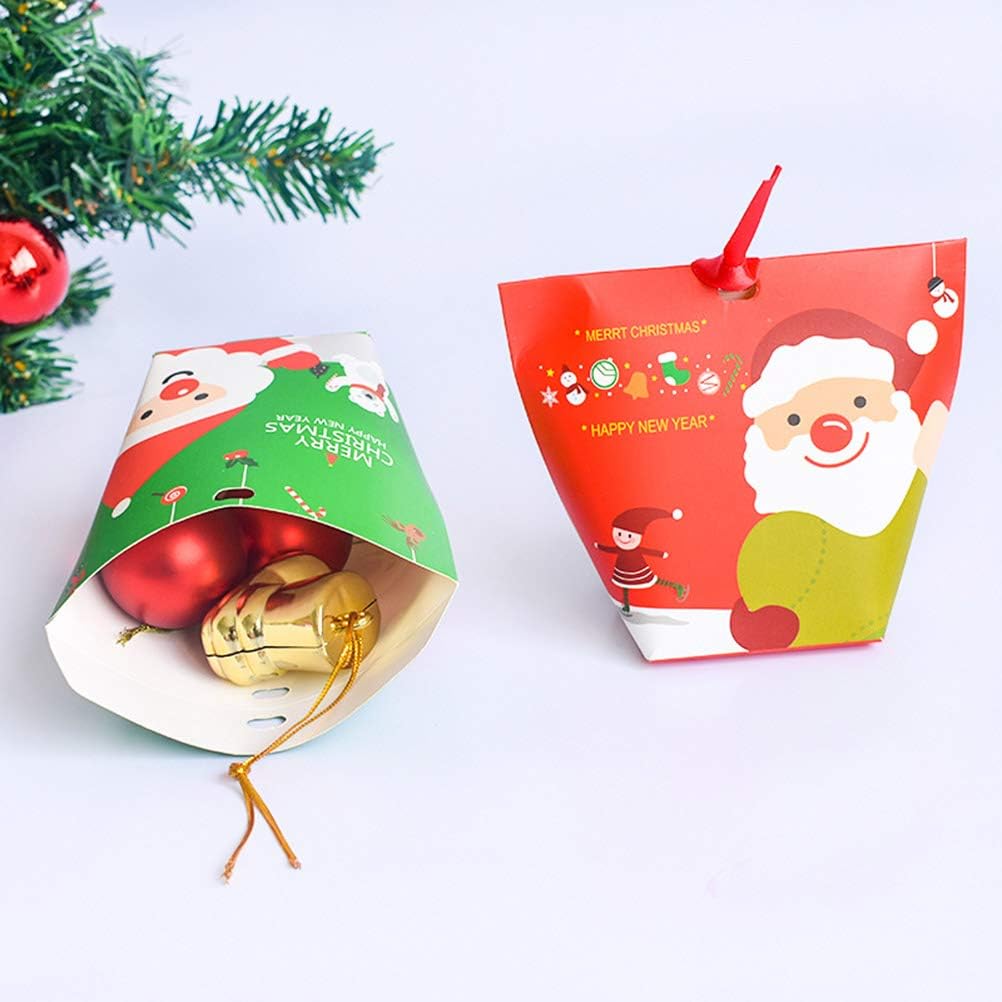 12pcs Bags with Ribbon Santa Claus Snowman Patterns Paper Bag Candy Chocolate Treat Bags Xmas Holiday Party Favor - Image 5