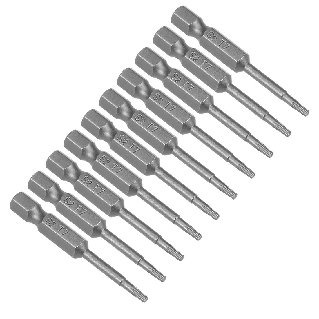 uxcell 10pcs 50mm 1/4" Hex Shank T7 Magnetic Torx Head Screwdriver Bits S2 High Alloy Steel