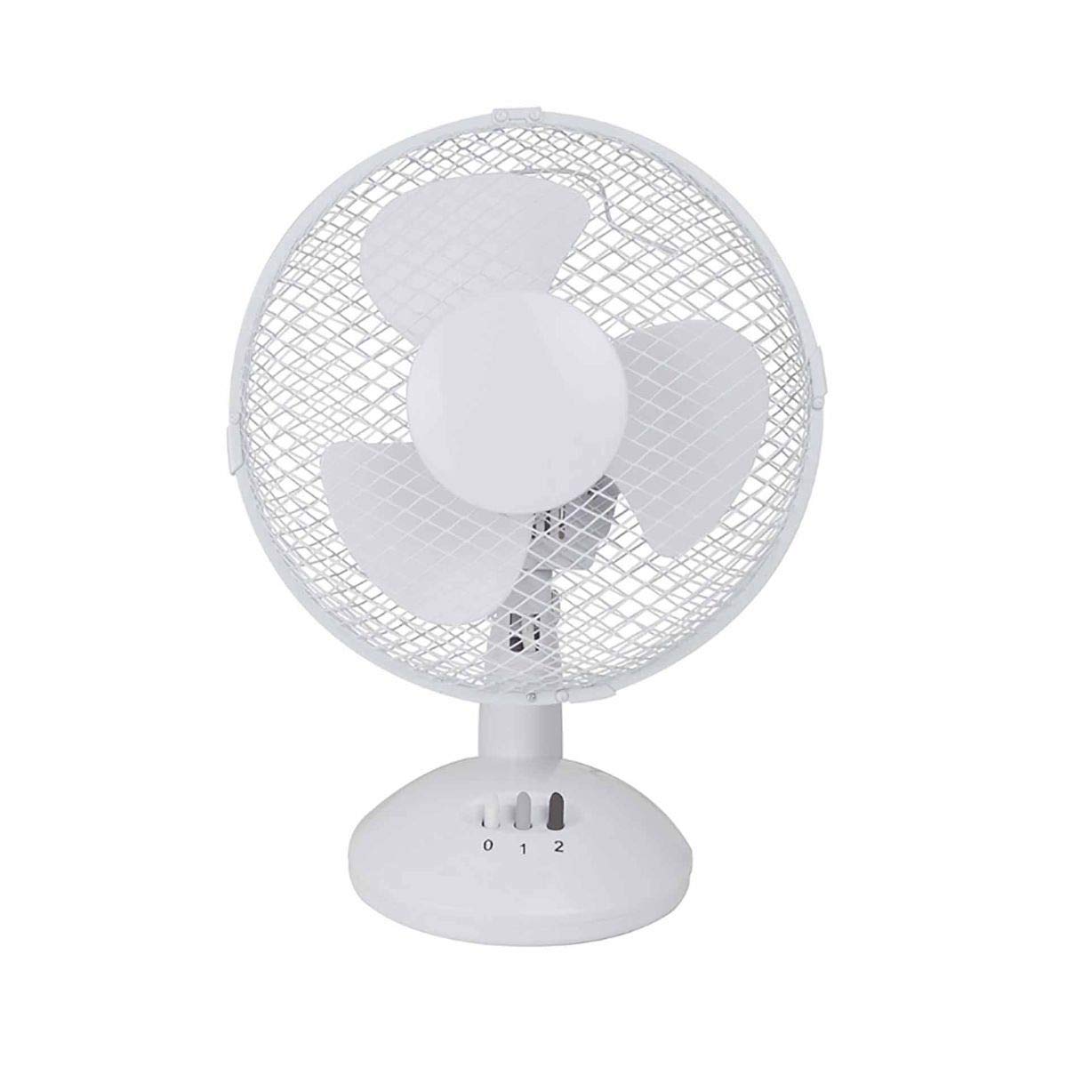 Status Desk Fan, 9 Inch Oscillating Portable Fan, 2 Speed Adjustable, White, (S9DESKFAN1PKB)