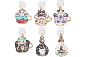 OLYCRAFT 6Pcs Dust Plug Charm 0.8~1.5 inch Long Mobile Dustproof Plugs with Cat Pendants USB C Port Caps Protector Phone Pend