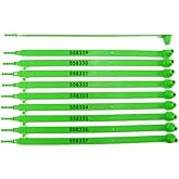 100 Numbered Plastic Security Tamper Proof Trailer Seals - Shipping Tags for Truck and Container (Green)