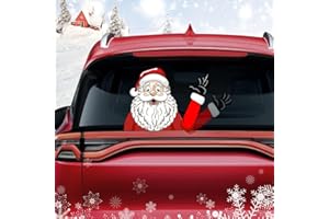 Dreothy Christmas Decor Rear Wiper Decal Santa Claus Waving Arm Wiper Stickers Waterproof Vinyl Car Stickers and Decals Rear Windshield Wiper Decal Tags Xmas Car Window Decals (Cute Santa Claus)