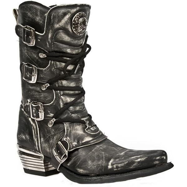 Amazon.com | New Rock M-7993-S1 WESTERN COWBOY BOOTS Black Leather