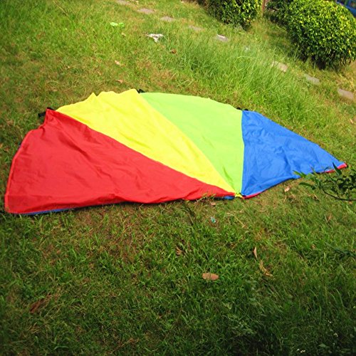 Kids Play Parachute 12ft Kids Sport Parachute with 8 Easy Hold Handles for Team Game - Thumbnail 4