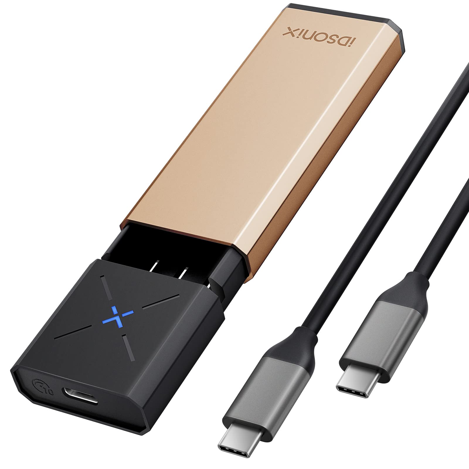 iDsonix M.2 NVMe PCIe SSD Enclosure Adapter[Tool Free][Aluminum], USB C 3.2 Gen 2 10Gbps NVMe PCIe External Enclosure, Supports M-Key/B+M Key, with UASP Trim for 2230/2242/2260/2280 SSD