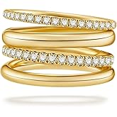 COLOYAN 18K Gold Plated Stackable Rings for Women Non Tarnish, Mixed Metals Multi Ring, Colored Cubic Zirconia Stacking Rings Jewelry