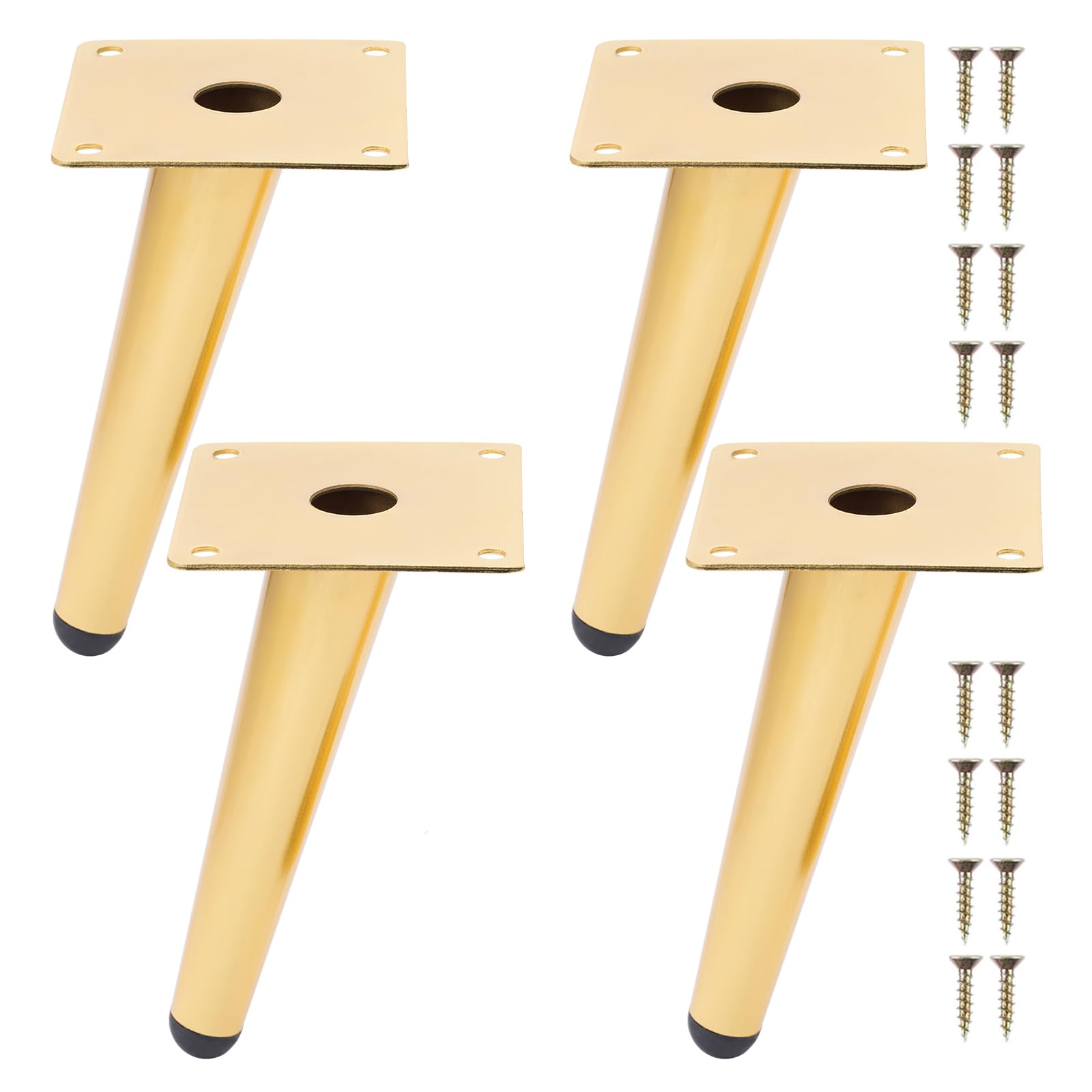NAKUPENDA Furniture Feet, Pack of 4 Metal Legs for Furniture, Furniture Legs, Cone, Slanted Furniture Feet, Table Legs, Cabinet Feet, DIY for Cabinet, Chair, Coffee Table (15 cm Height, Golden)