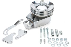 Gelessy Chrome Power Steering Pump And Keyway Pulley Bracket Kit 3913C Compatible With GM Chevy Chevrolet 1966-1984 Replacement for 4312C 9609x - Chrome Saginaw Power Steering Pump